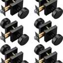 STARPY Black Door Knobs with Square Rosette, Interior Door Handles for Bath & Bed, Heavy Duty Door Knob with Lock, Black