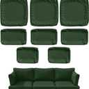 8 Pcs Outdoor Patio Cushion Covers, Replaceable Waterproof Furniture Covers, Outdoor Non-Slip Covers with Zippers, Covers Only, Green