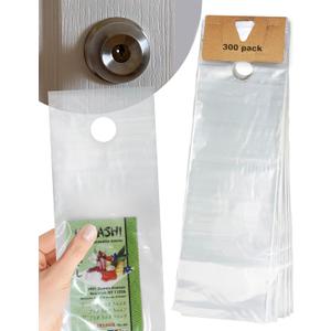 TidyFriend Plastic Door Hanger Bags 6 x 19 (300 Pack), Clear Door Hanger Bags Protect Flyers, Brochures and Printed Materials, Waterproof and Secure for Outdoor Use