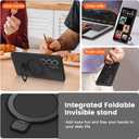 Liquid Silicone Case for Samsung Galaxy S25 Ultra with Magnetic Stand, Mil-Grade Drop Shockproof, Full Camera Protection Anti-Scratch Microfiber Lining Silicone Phone case, Black