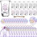 50 Sets Purple Baby Shower Favors for Guest Boy Girl Theme Party Gift | Includes We Can Bearly Wait Acrylic Clear Shot Glasses Thank You Cards Twine Organza Bags for Birthday Gender Reveal