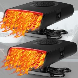 Gisafai 2 Pack 150W Portable Car Heater 2 in 1 Car Heater Defroster Plug in Cigarette 180 Degree Rotation 12V Heating and Cooling Automobile Windscreen Fan Windshield Defroster Demister