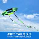 Beach Kites for Adults Large with Long Tail, 98 inches Super Easy Flyer 3D Rainbow Box Kites, Comes with Two 49 Feet Multi Colors Tails, 300 ft Kite String & Handle