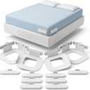 Bed Sheet Holders for Corners, Fitted Sheet Holder with Lock Strips, Hidden Corner Sheet Lock System, Sheet Locks for Fitted Sheets, No Metal Clips, 4 Corner Bases + 8 Lock Strips