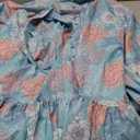 xxxiticat Women's Floral Print Ruffle Dress Long Lantern Sleeve High Neck Button Down Flared Lace Up Bandage Mini Dress M