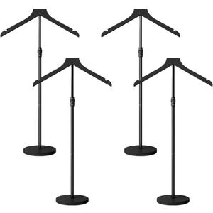4 Pack Mannequin Torso, 30 to 41 Inch Height Adjustable Shirt Display Stand for Vendors Shop Graduation Party, Stable Ease Assembly Dress Form Clothes Garment Rack, Jacket Coat Hanger Stand, Black