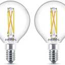 PHILIPS LED 60W G16.5 1-Pack Ultra Definition Soft White (2700K) 500 Lumen (5W = 60W) Dimmable Clear Flicker-Free Light Bulbs