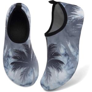 WateLves Water Shoes for Womens Mens Barefoot Quick-Dry Aqua Socks for Beach Swim Surf Yoga Exercise New Translucent Color Soles 38/39, Coconut Tree