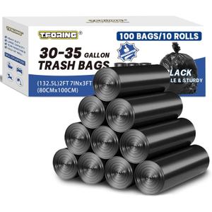 30-35 Gallon TrashBags Heavy Duty 1.5 Mil - 31" x 39" 100 Count Large Black Garbage Bags 30+ Gallon Strong Plastic TrashCan Liners for Home Kitchen Commercial Lawn and Leaf