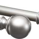 Amazon Basics Adjustable Heavy Duty Curtain Rod for Windows, Round Finials, 1-Inch Rod, 72" to 144", Nickel, 1-Pack