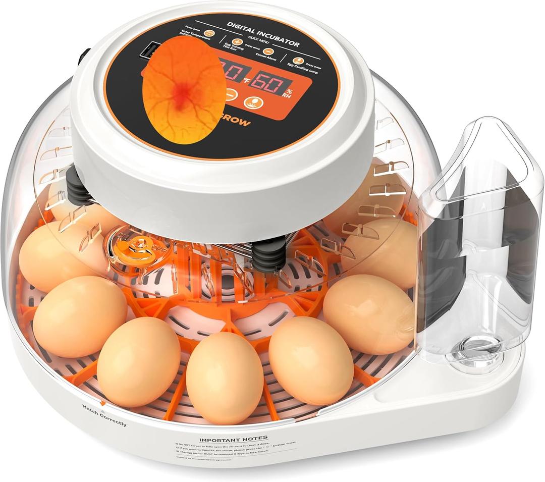 Incubators for Hatching Eggs, 12 Eggs Smart Incubator with Automatic Egg Turning and Humidity Control, Automatic Water Adding for Hatching Chicken, Duck,Quail Goose [2025 Upgrade] (White)