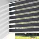 ShadesU Cordless Zebra Blinds  Light Filtering Dual-Layer Window Shades for Privacy (Black Color) (Maximum Height 72") (Width 24")