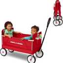 Radio Flyer 3-in-1 EZ Folding Wagon Ride On for Kids, Garden, & Cargo, Red Collapsible Wagon