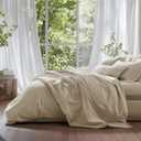 Double Stitch Cotton Tencel Sheet - Bed Sheets Set King Size, 1Pc Luxury Hotel Bedding Set, Soft, Cooling & Breathable for Hot Sleepers, Deep Pocket Up to 16 Inches, Sandstone, Size 78 x 88