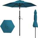 7.5FT Patio Umbrella Table Market Umbrella w/Tilt and Crank Heavy-Duty Round Outdoor Umbrellas for Garden, Deck, Backyard, Pool and Beach, Lake Blue