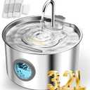 108oz/3.2L Stainless Steel Cat Water Fountain with Detachable Tank, Easy to Clean & Assemble, Pet Drinking Dispenser with Quiet Operation & LED Light, Gifts for Cats, Dogs and Small Pets