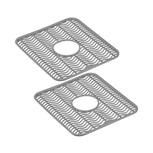 DecorRack 2 Sink Protectors for Kitchen Sink, Plastic 12" x 11" Dish Rack, Protect Sink from Stains, Damage, Scratches, Dishwasher Safe Grid Mat for Kitchen (2 Pack, White)