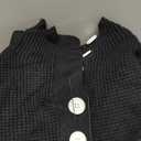 chouyatou Women's Slouchy Waffle Knit Sweater 1/2 Button Polo Collared Pullover Striped Sweater Tops (Small, Black)