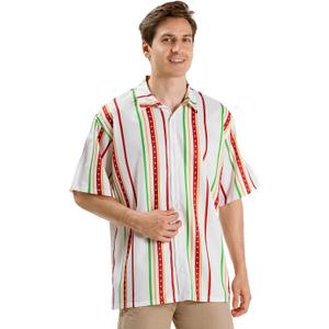 BRISIRA Mens Christmas Shirt Santa Claus Hawaiian Ugly Collared Short Sleeve Printed Button Party Casual Regular Fit S - 6XL