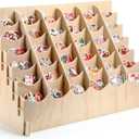 36 Pocket Sticker Display Stand for 4 Inch Stickers 6 x 6 Curved Pocket Brochure Holder for Vendor Booths Craft Fairs Wooden Bookmark Organizer Rack for Small Business & Tabletop Display