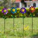 4 Pack Wind Spinner Outdoor,Waterproof Metal Flowers Windmill,Pinwheels for Yard and Garden, Flower Wind Sculpture & Spinner for Patio Lawn Decor