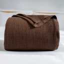 100% Turkish Cotton Waffle Blanket Queen - Cozy, Airy, Lightweight Summer Throw Blankets - Made in Turkiye, (Dark Brown Blanket, Queen Size 90" x 90")