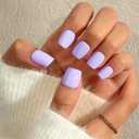 KQueenest Light Purple Press On Nails Short - Acrylic Press On Nails Square, Sheer Lavendar Short Fake Nails with Glue, Glossy Opaque, Reusable Soft Gel Glue on Nails for Women Gift, 24 Pcs (lilac)