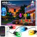 Beizelte Outdoor String Lights, 400FT RGB+IC Outside Light Dimmable Shatterproof LED Bulbs, IP67 Waterproof Chasing Effect Lighting DreamColor Patio Strip Lights for Backyard, Balcony, Outdoor Living