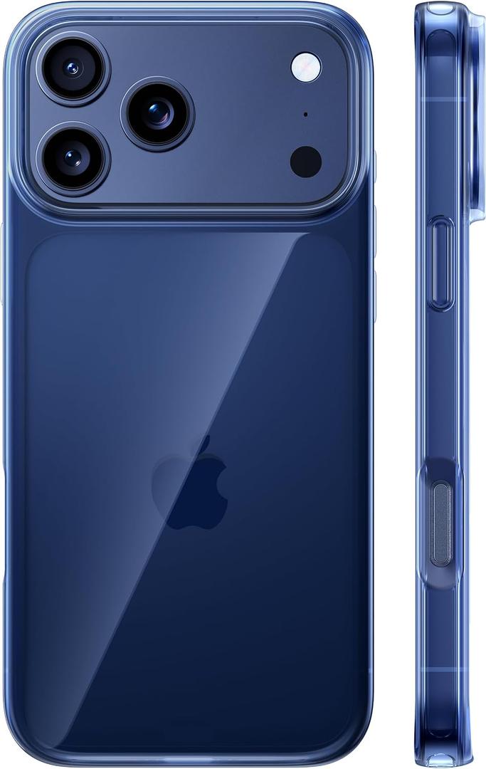 TORRAS for iPhone 17 Pro Max Case Crystal Blue, [Anti-Yellowing][Military-Grade Protection], Ultra Slim Anti-Scratch Back, Soft Bumper, Non-Slip Protective Phone Cover, Blue 6.9"