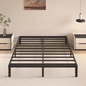 10 Inch Queen Size Bed Frame - No Box Spring Needed Heavy Duty Metal Platform Mattress Foundation with Steel Slats, Non-Slip Noise Free Easy Assembly Black Bedframes