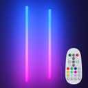 45.8 inch Wireless Wall Lights Color Changing RGB LED Syncs to Music Remote Control, Battery Operated Wall Light Bar Wall Sconces Set of 2 for Bedroom Party Gaming Room Decor