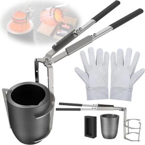 [Updated] 4kg Crucible Tongs Set for Melting Metal, Lifting & Pouring Tongs w/Graphite Crucible,Graphite Ingot Mold and Gloves,for Casting and Melting Metal, Jewelry Casting Tools