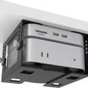 Under Desk Mini PC Mount Bracket  5-Level Height Adjustable (1.8" to 3.3"), Width-Adjustable Metal CPU Holder for Mac mini M4/Small PCs ,Includes Screws & Positioning Template for Easy Installation