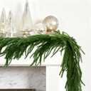 9FT Christmas Garlands Artificial Norfolk Pine Garlands Real Touch Winter Pine Garland for Table, Mantle, Wall, Indoor, Outdoor Christmas Decorations