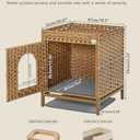 Cat Litter Box Enclosure - Rattan Cat House with Metal Feet, Litter Mat Included, 18.5x20.4x23.2 Inches, Natural