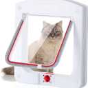 Saintrygo Pet Door for Cats and Dog Cat Flap Door Interior Exterior Cat Weatherproof Pet 4-Way Rotary Lock for Cats Doggie Kittens, 8 x 8.6 Inches