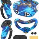 Silicone Cover Set Compatible with Meta Quest 3S Accessories, VR Protector Face Cover, Controller Grips, Front Shell Headset & Lens Protective for Oculus/Meta Quest 3s Accessories (Illusion Blue)