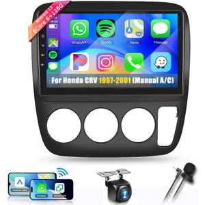 8Core 6+128G Car Stereo for Honda CRV 1997-2001(Manual A/C) Wireless Carplay Android Auto,9 inch 1280 * 720P IPS Touch Screen Radio, Android/GPS/WiFi/32band DSP Audio/Bluetooth/SWC/Backup Camera