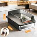 Metal Litter Box 2 Pack, XL Stainless Steel Pans for Large Cats, High Sides