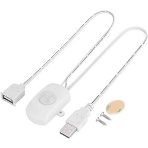 Socobeta PIR Infrared Motion Sensor Detector 4A DC 5-24V Mini Motion Sensor Switch LED Strip USB Interface Lighting for Bathroom (White)