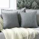 OTOSTAR Linen Throw Pillow Covers Set of 2 Decorative Square Pillowcases Cushion Covers 14x14 Inch for Home Decor Sofa Bedroom Car 35 x 35 CM Dark Grey
