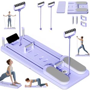 Pilates Board - Versatile Foldable Pilates Reformer Set at Home, Multi-Purpose Sliding Board for Pilates Workouts, 5-in-1, Purple