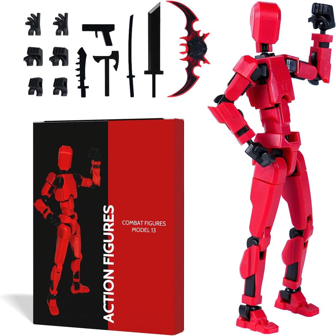 Action Figure Set, Model 13 Action Figure Multi-Jointed Movable,Gift Box Packaging, a Great for Loved Ones and Friends. (Red)