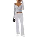 elselect Women's Fall Trendy 2 Piece Outfits Lounge Sets Long Sleeve Shirts Pants Matching Outfit Tracksuits Fashion Clothing, Size XX