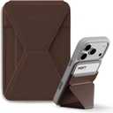 MOFT Magnetic Wallet Stand Compatible with iPhone 17/16/15/14/13/12 Series, Angle Adjustment & Magsafe Compatible MOVAS Phone Stand, Brownie