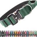 TSPRO Premium Dog Collars Tactical Dog Collar with Handle and Heavy Duty Quick-Release Metal Buckle Durable Thick and Adjustable for Medium to Large Dogs (Green L) (Handle-Equipped L (17.5"-24.5" Adjustable))