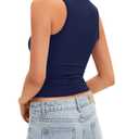 Darong Womens Sleeveless Racerback Crew Neck Casual Basic Double Lined Fitted Tank Top 9203 Navy Blue XL (XL)