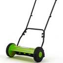Garvee 14" Push Reel Lawn Mower, 5-Blade Manual Walk-Behind Lawn Mower with Adjustable Cutting Height, Compact Push Mower for Small Yards, Green