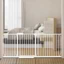 Extra Wide Baby Gate 71.65-76.38 Pressure Mounted,Child Dog Pet Safety Gates with Walk Through Door for Doorways Stairs No Drilling in Door,White