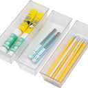 Backerysupply Clear Plastic Drawer Organizer Tray for Vanity Cabinet (9"3"2"Set of 8),Storage Tray for Makeup, Kitchen Utensils, Jewelries, and Gadgets